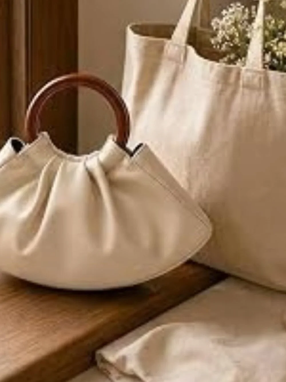 Neiman Marcus Ruched Puffy PU Leather Handbag